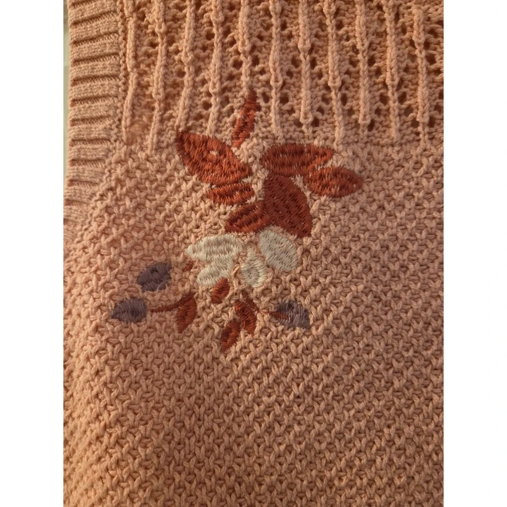 Abercrombie Kids sz‎ 13/14 pink floral embroidered sweater vest casual summer